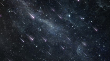 Fototapeta na wymiar Shooting Star Comets Rain Down from Outer Space Night Sky Heavens - Abstract Background Texture