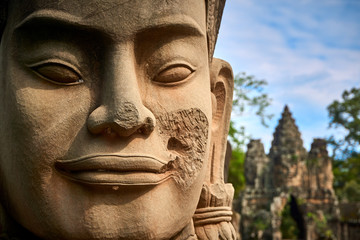 Fototapeta na wymiar South Gate Angkor wat temple ruins siem reap cambodia asia
