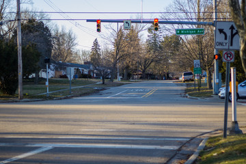 Fototapeta na wymiar Empty street neighborhood in Kalamazoo Michigan