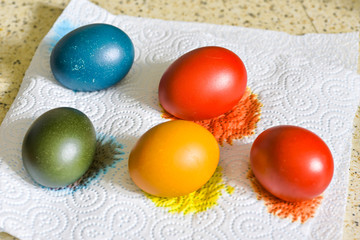 Fototapeta na wymiar Easter eggs after painting for Easter.