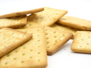 cream cracker on white isolated background