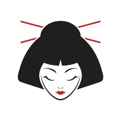 Design of geisha face illustration