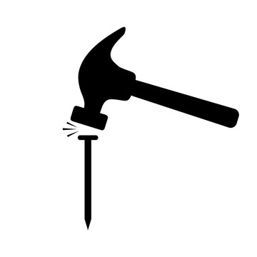 recommend clip art: Design of hummer knocking a nail