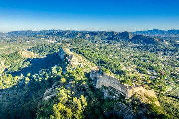 Aerial view of Xativa castle located near Valencia Spain on the ancient roadway  Via Augusta...