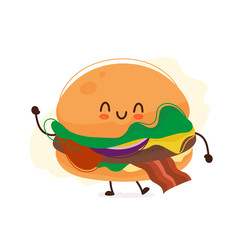 Happy smiling funny cute burger