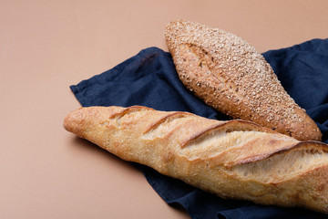 Fresh bread and baguette. Bakery Products