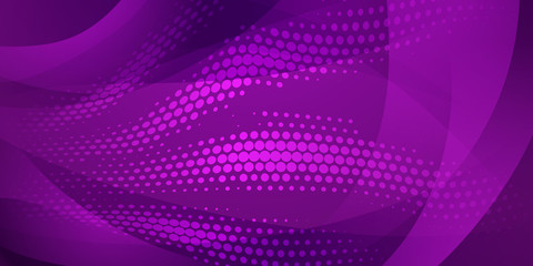 Abstract background made of halftone dots and curved lines in purple colors