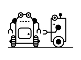 Naklejka premium couple of robots technology icons