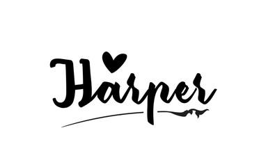 Harper name text word with love heart hand written for logo typography design template