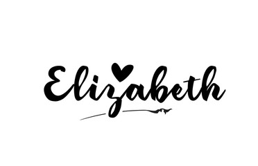 Fototapeta na wymiar Elizabeth name text word with love heart hand written for logo typography design template