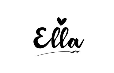 Ella name text word with love heart hand written for logo typography design template