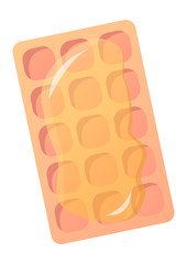 Vector illustration of belgium waffle with jam isolated on a white background. Sweets and pastry.