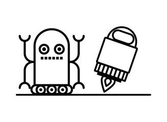 couple of robots technology icons