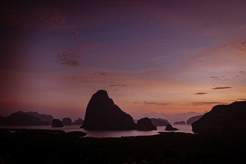 Sunrise Samet Nang She viewpoint Phangnga Bay Thailand 