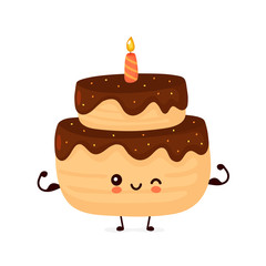 Cute happy layered birthday party cake