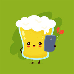 Cute glass of beer talking on the phone