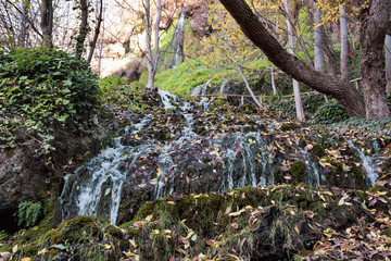 Beautiful and unusual waterfalls in the mountains of Spain