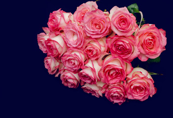 bouquet of natural flowers of a rose on a dark background