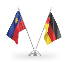 Germany and Liechtenstein table flags isolated on white 3D rendering