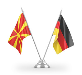 Germany and North Macedonia table flags isolated on white 3D rendering