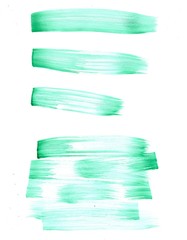 Abstract green texture and background with brushstroke like lines drawn by watercolor paints. Great basic of print, badge, party invitation, banner, tag.