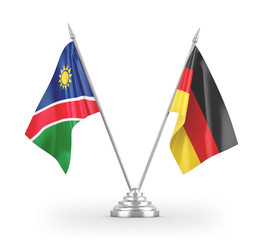 Germany and Namibia table flags isolated on white 3D rendering