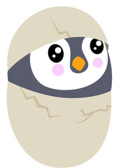 Cute penguin hatched in egg