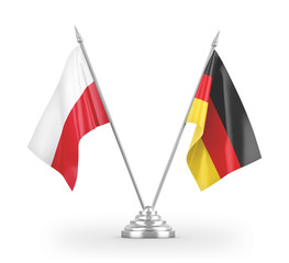 Germany and Poland table flags isolated on white 3D rendering