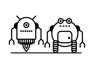 couple of robots technology icons