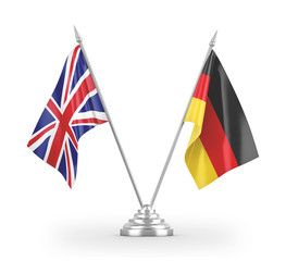 Germany and United Kingdom table flags isolated on white 3D rendering
