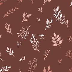 Fototapeta na wymiar Pattern background with flowers. illustration pink gold flowers. Chinese ink painting. Graphic hand drawn floral pattern. Textile fabric design. Golden inking.
