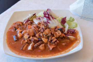 Octopus with tomato sauce