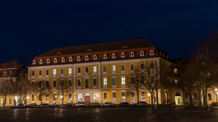 Saxony-Anhalt government building in Magdeburg winter night