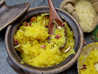 Zarda Pulao or sweet rice or Meethe Chawal