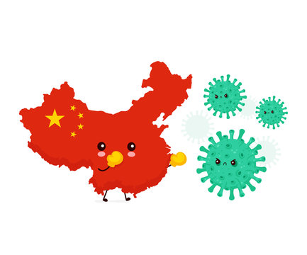 China in box gloves fight with bad coronavirus