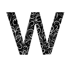 W,decorative letters, black and white, with patterns