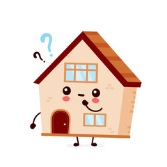 Cute happy smiling house with question mark