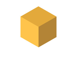 Volumetric cube of blue color on a white background. Isometry