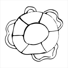 Icon drawn by hand on the theme of travel. Summer set of holidays and beach themes. Style hand-drawn pencil. Vector eps illustration.