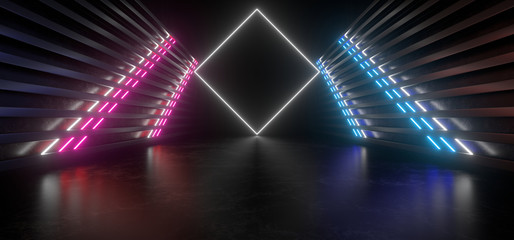 Obraz premium Beautiful composition of colored neon lights on a black background. 3d rendering image.