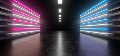 Beautiful composition of colored neon lights on a black background. 3d rendering image.