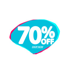 Sale 70% off, bubble banner design template, discount tag, app icon, vector illustration