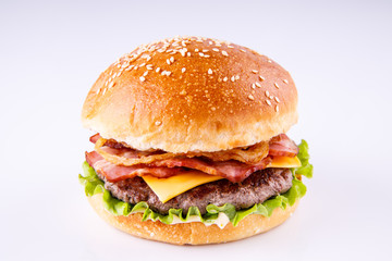 hamburger with marbled beef on a light background for the menu3
