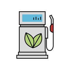 fuel station service with ecology leafs icon vector illustration design