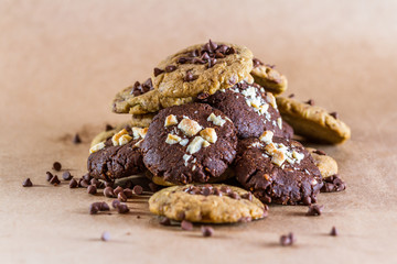 Freshly baked chocolate chip cookies
