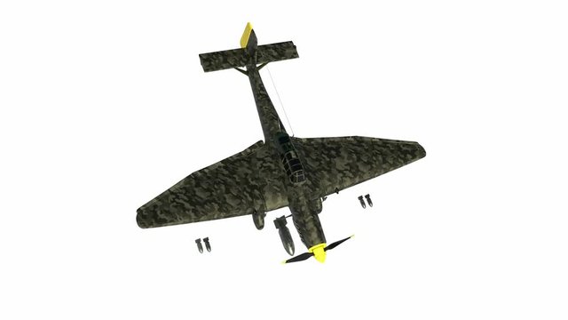 3D rendering of a computer generated dive bomber airplane isolated on white background