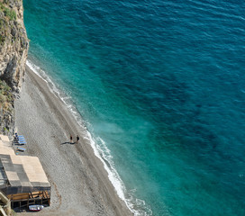 Beach walkers at Amalfi