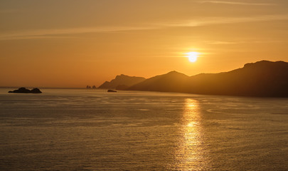 Fototapeta na wymiar Sunset at Praiano, Italy