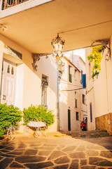 Fototapeta na wymiar Picturesque view of small old street, image taken in Spain, Cadaques