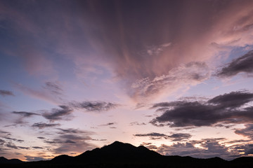 Rivers, mountains, sky and twilight in the evening
